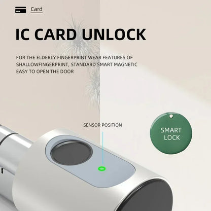 TUYA BLE Smart Home Door Lock DIY Cylinder Core Fingerprint APP Key IC Card Unlock Electronic Smart Lock Digital Keyless Replace