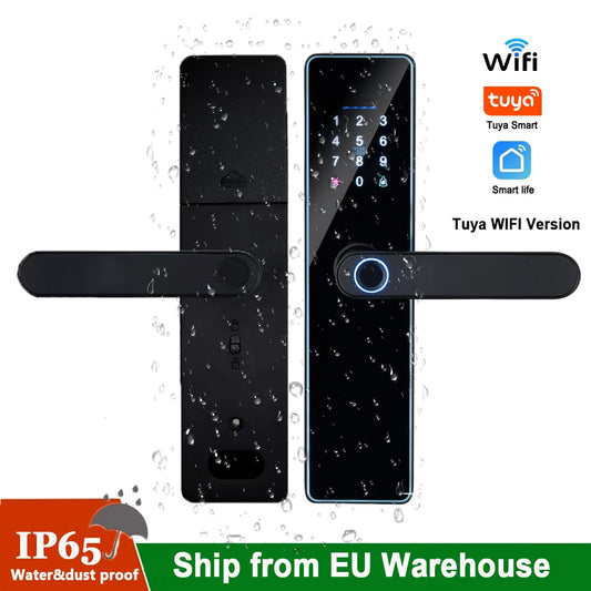 IP65 Waterproof WiFi-Enabled Digital Smart Lock for Front Door Security Smart Keyless Entry Door Lock with Handle