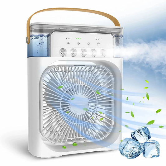 Electric Fan Portable Air Conditioner USB LED Night Light Water Mist Fun 3 In 1 Humidifier Mini Desktop Cooling Fan For Home