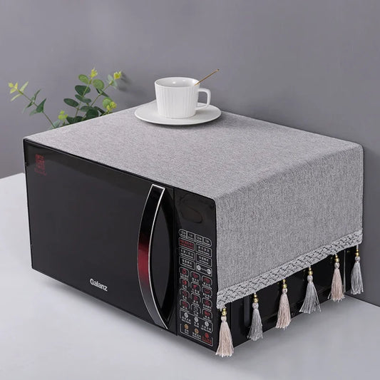 Solid Color Dustproof Microwave Oven Cloth Dust Covers with Storage Bag Microwave Oven Covers Kitchen Supplies