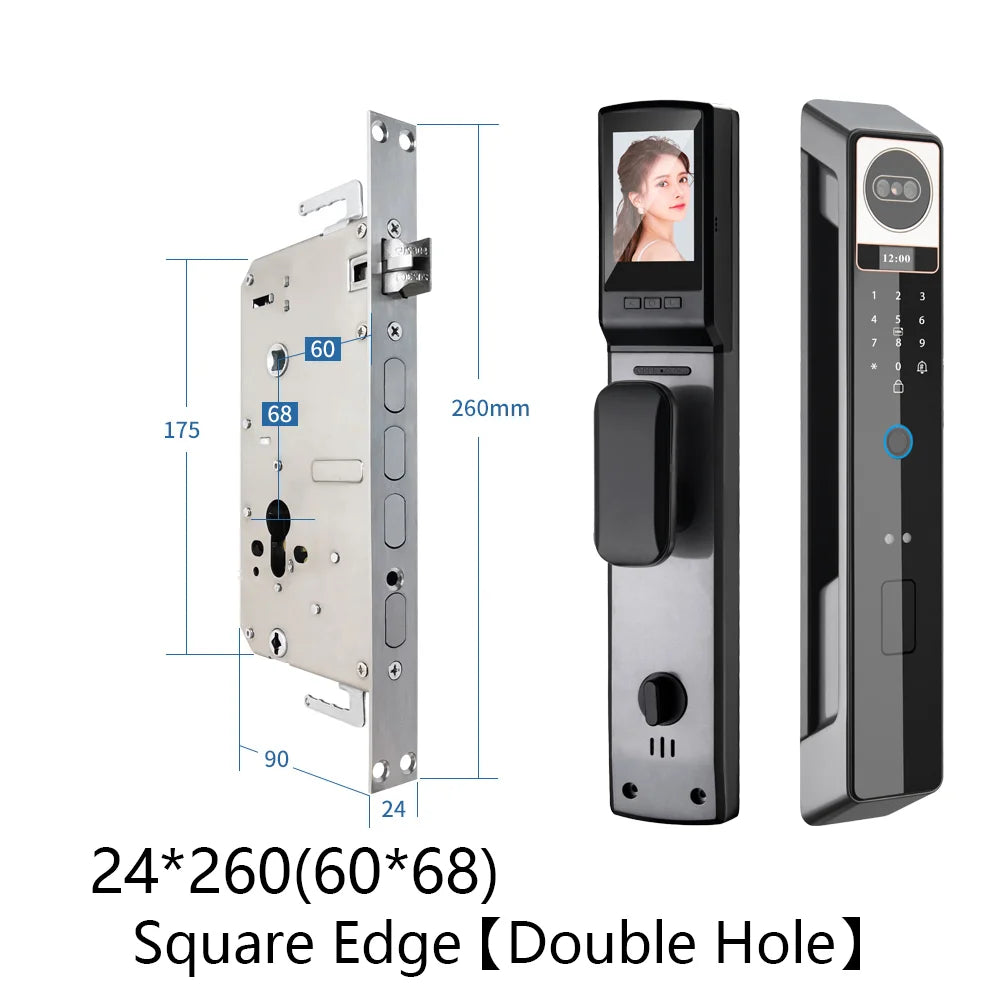 Tuya 3D Face Camera Recognition Digital Smart Door Lock With Camera FIngerprint Password Unlock Keyless For Video Surveillance