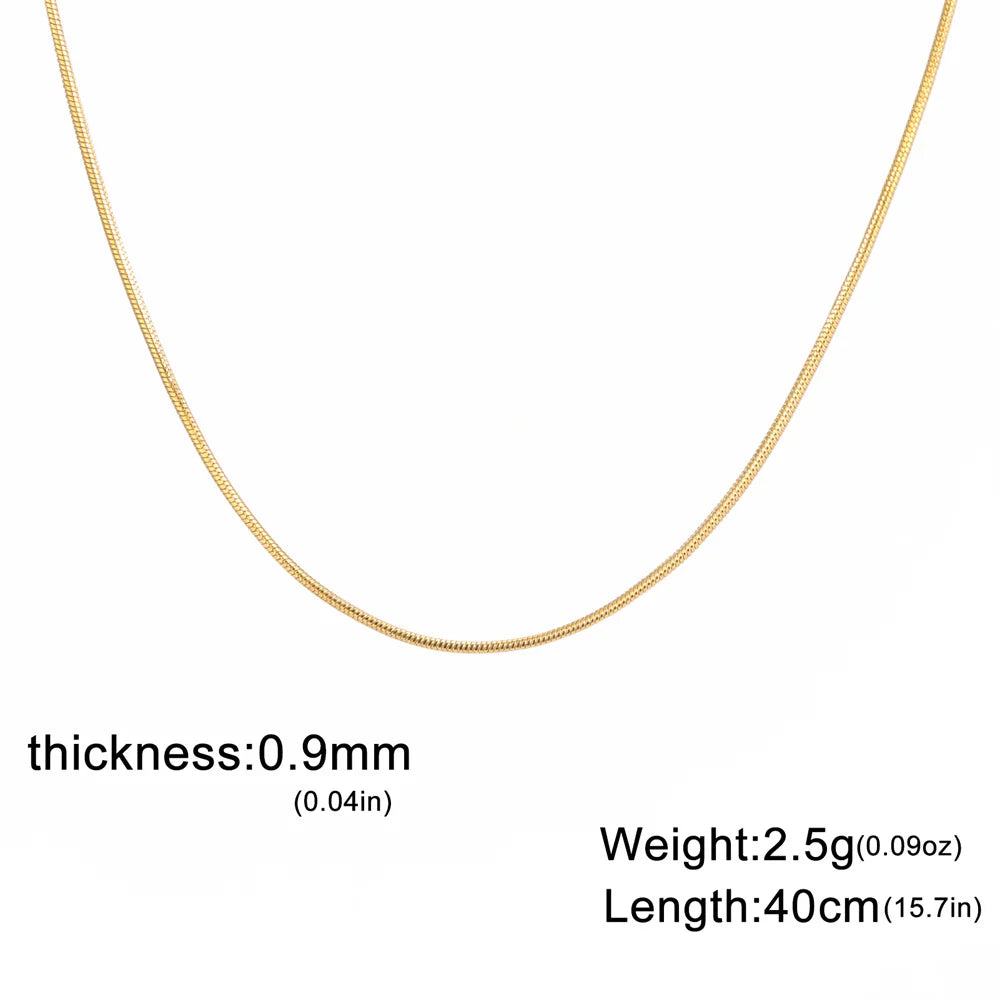 Snake Chain Necklace for Women Men Stainless Steel Link Chain 0.9mm 1.2mm 2mm Chain Choker Fashion Jewelry Gifts