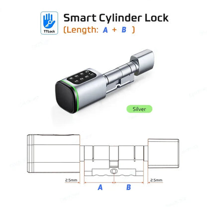 TTLock App Control Password RFID Card Euro Cylinder Door Lock Smart Lock Digital Keyless Replace Alexa (No Fingerprint)