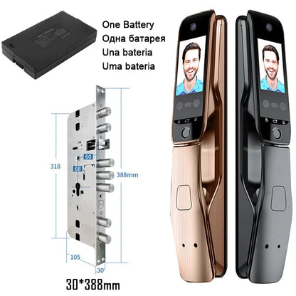 WiFi Tuya APP Voice Intercom Digital Door Lock  High Quanlity 3D Face Recognition Smart Door Lock With Camera