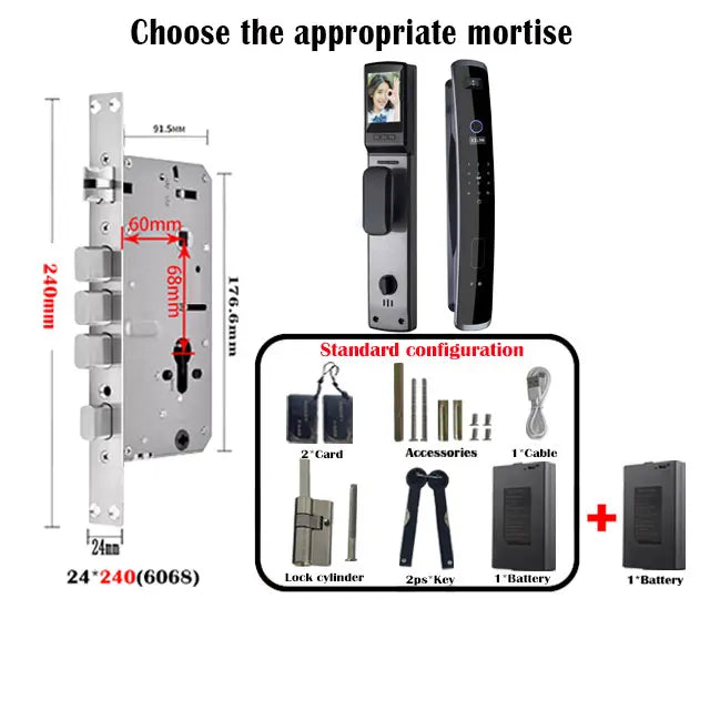 3D Face Recognition WIFI APP Smart door Lock Fingerprint Biometric Card Key Digital Lock Home intelligence Door Lock