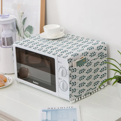 Microwave oven cover, cotton linen, black, pink, storage bag, Double Pockets, dust cover, kitchen accessories