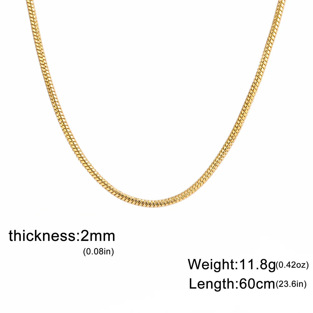 Snake Chain Necklace for Women Men Stainless Steel Link Chain 0.9mm 1.2mm 2mm Chain Choker Fashion Jewelry Gifts