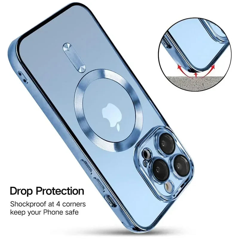 Magnetic Case For iphone 16 15 14 13 12 11 Pro Max Plus Lens Protection For Magsafe Wireless Charging Cases Cover