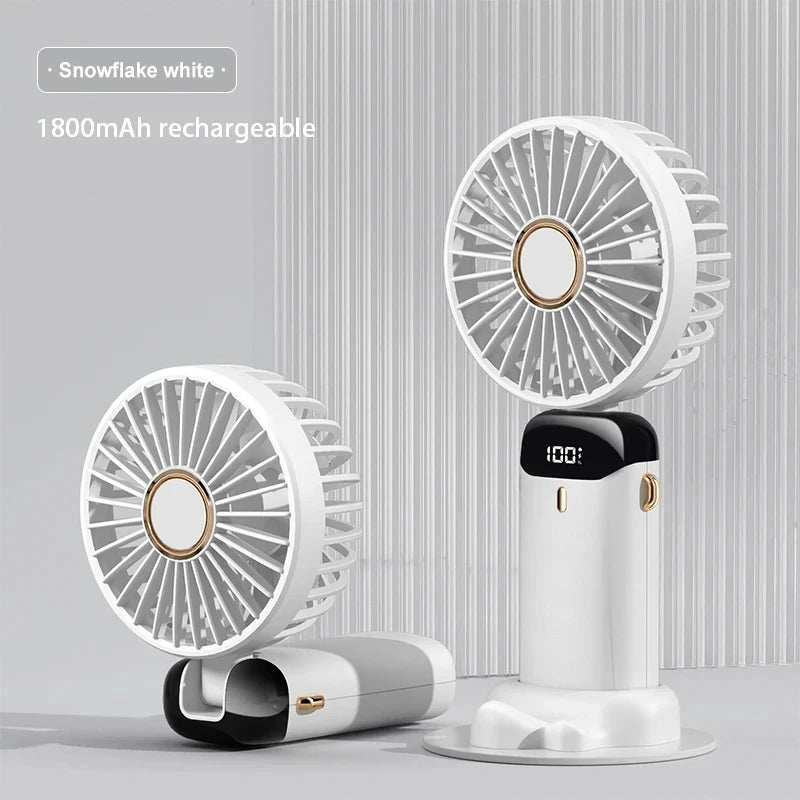 Xiaomi 1800mAh Handheld Mini Fan Foldable Portable Neck Hanging Fans 5 Speed USB Rechargeable Fan Phone Stand Display Screen New