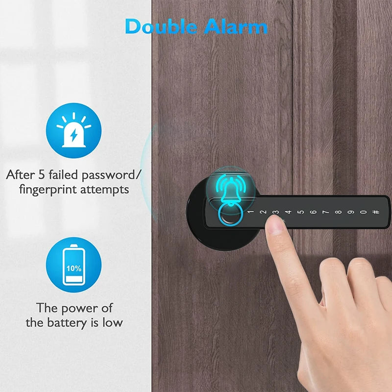Fingerprint Door Lock Touchscreen Keypad Deadbolt Lock with Reversible Handle Tuya APP Remote Control Biometric Smart Lock
