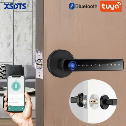 XSDTS Smart Door Lock Handle With Fingerprint Key card Digital Door Lock Keypad Key Entry electronic lock Do Brasil Sem taxas