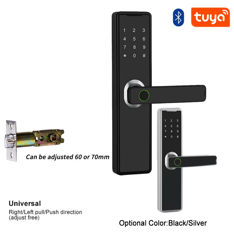 Support 8 Languages Fingerprint Lock Smart Door Lock For 150 Users Capacity Household  Tuya Intelligent Life APP Control