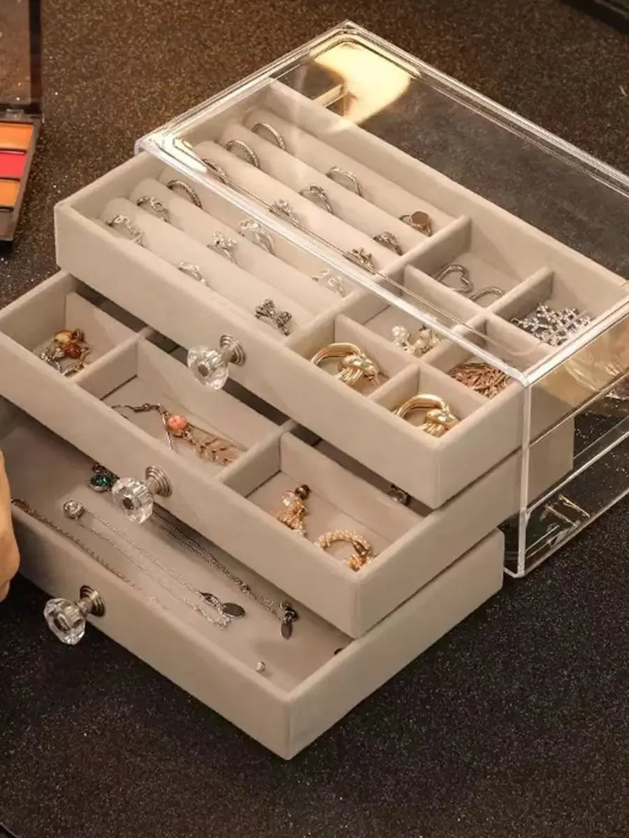 Three layer clear drawer earrings bracelet Jewelry storage box Earrings ring jewelry jewelry box