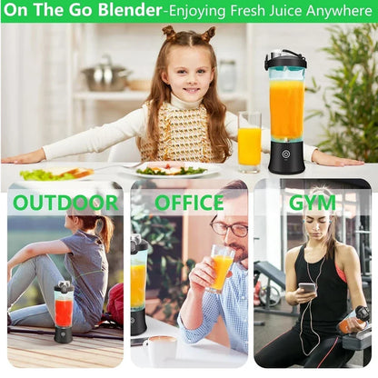 Portable Mini USB Rechargeable Electric Juicer Cup 6 Blades Outdoor Sport Blender Mixer with Straw for Household Car RV Use