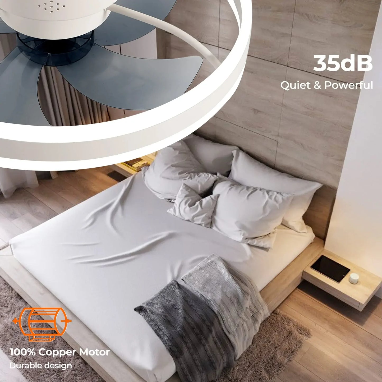 Modern LED Ceiling Fan With Light DC Motor 6-speed Timing Fan 50CM Low Floor Loft Remote Control Decorative Fan With Light