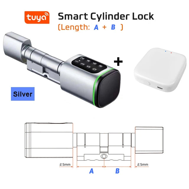 Euro Door Smart Cylinder Lock Tuya Bluetooth APP Digital Password Card Mechanicak Key TTlock Unlock Home Electronic Smart Lock