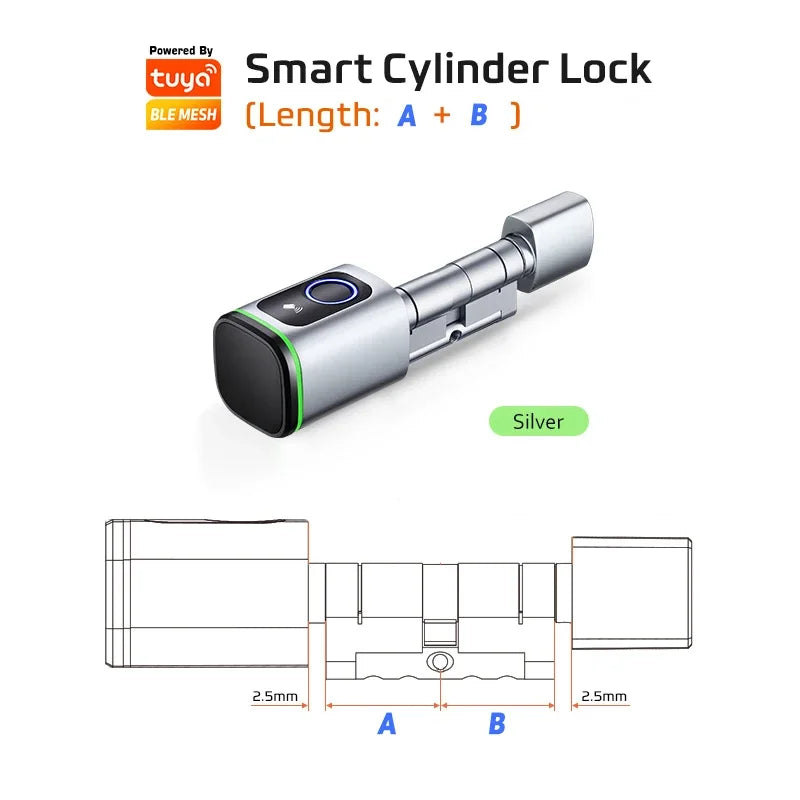 Euro Tuya TTLock APP Fingerprint RFID Card DIY Cylinder Lock Biometric Electronic Smart Door Lock Digital Keyless Replace