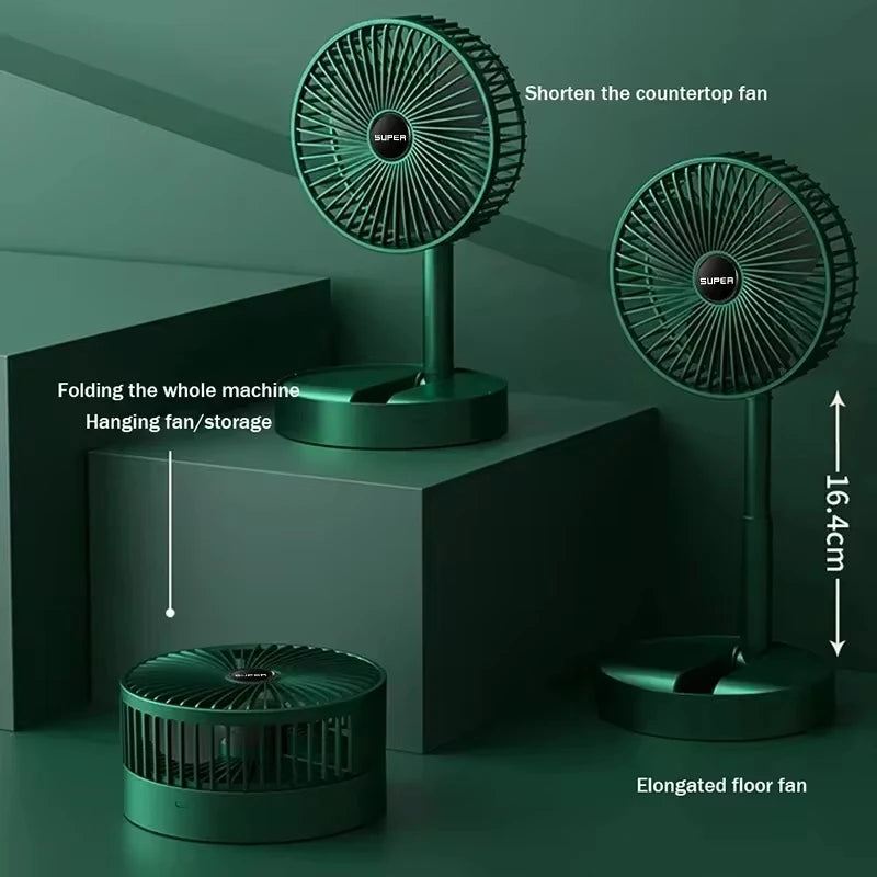 Folding Adjustable Fan Small Cooling Stand Desktop Home  Electric Fan USB Rechargeable Portable Super Quiet Retractable Height