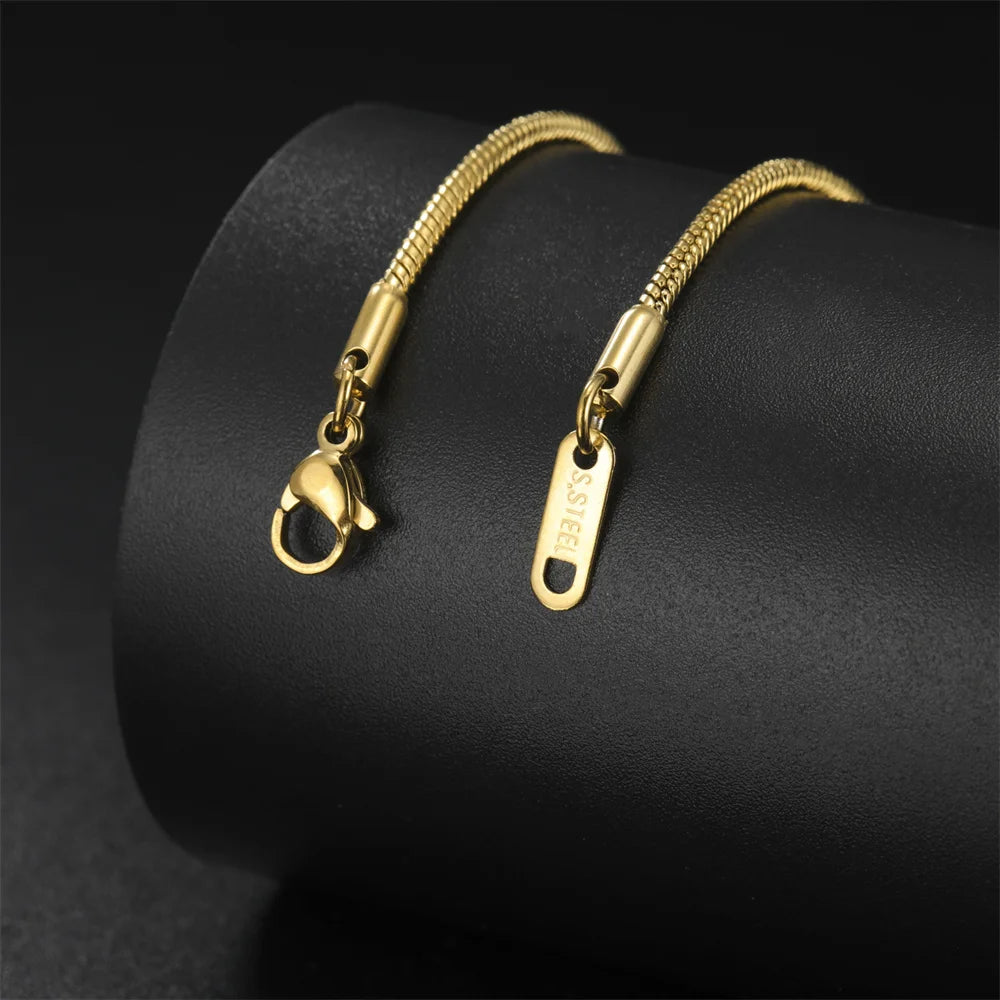 Snake Chain Necklace for Women Men Stainless Steel Link Chain 0.9mm 1.2mm 2mm Chain Choker Fashion Jewelry Gifts