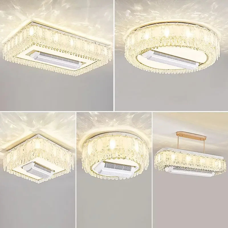 Nordic Crystal Ceiling Fan Light Led Electric Fan Pendant Lamp for Living Room Bedroom Intelligent Remote Control Fans Light