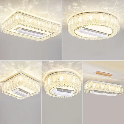 Nordic Crystal Ceiling Fan Light Led Electric Fan Pendant Lamp for Living Room Bedroom Intelligent Remote Control Fans Light