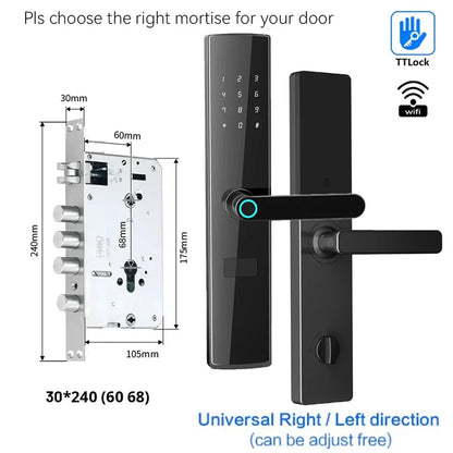 TTlock App Connect Without Gateway Smart Lock Wifi Remote Control Keyless Entry Digital  Fingerprint Door Lock with Keypad