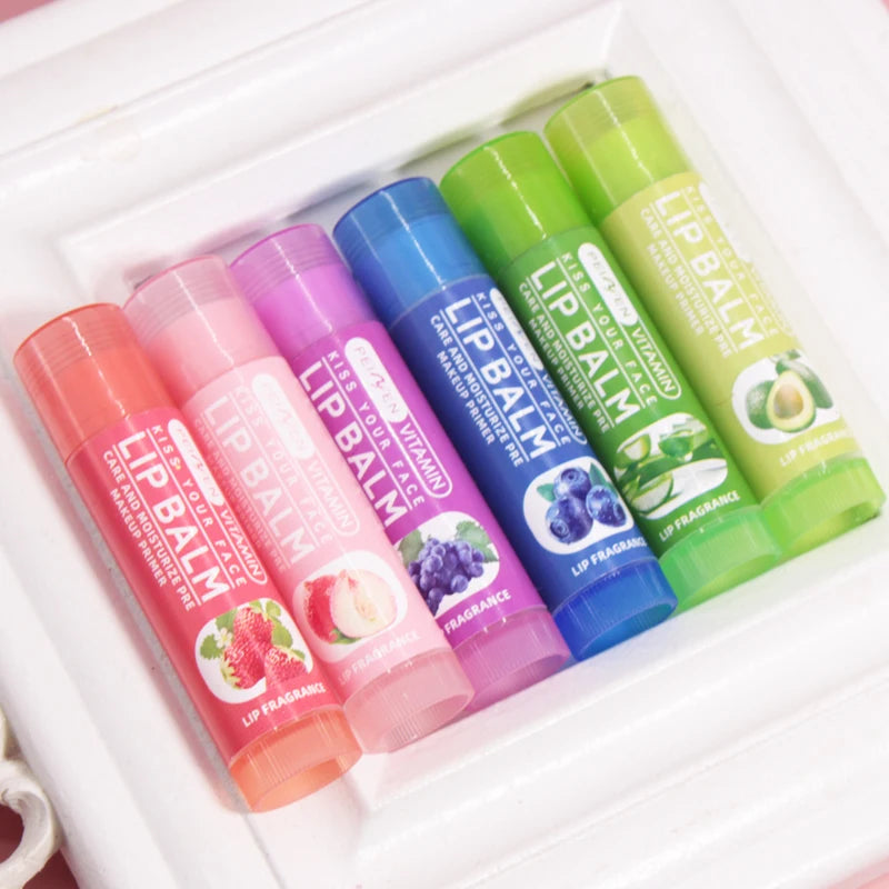 Fruit Flavors Moisturizing Hydrating Base Lip Balm 6Pcs Set