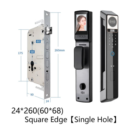 Tuya 3D Face Camera Recognition Digital Smart Door Lock With Camera FIngerprint Password Unlock Keyless For Video Surveillance