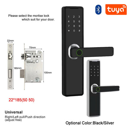 Support 8 Languages Fingerprint Lock Smart Door Lock For 150 Users Capacity Household  Tuya Intelligent Life APP Control