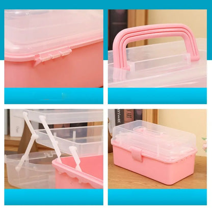 2/3 Layers Large Capacity Storage Box Foldable Multifunctional Plastic Portable Makeup Hairpin Organizer Nail Art Jewelry Box