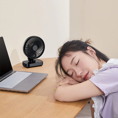 Portable Table Fan Type-c Rechargeable 4 Speeds Desk USB Cooling Fan Wireless Oscillating Wall Hanging Fan 90° Degrees Adjust
