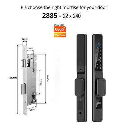TUYA WIFI Waterproof Smart Door Lock Fingerprint APP Password RFID Card Keyless Digital Electronic Lock Aluminum/Glass Sliding