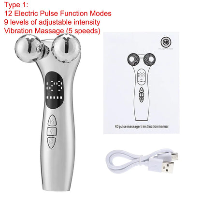 EMS Pulse Neck Face Massager Roller 4D Facial Lifting Machine