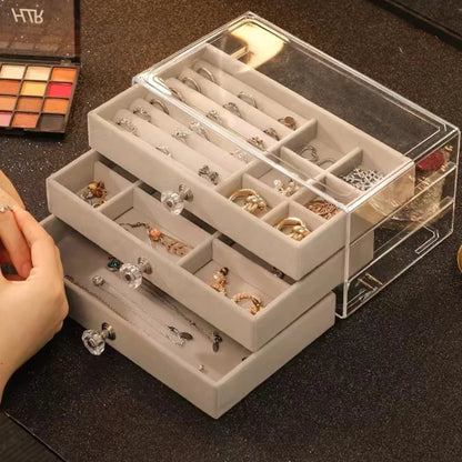 Three layer clear drawer earrings bracelet Jewelry storage box Earrings ring jewelry jewelry box