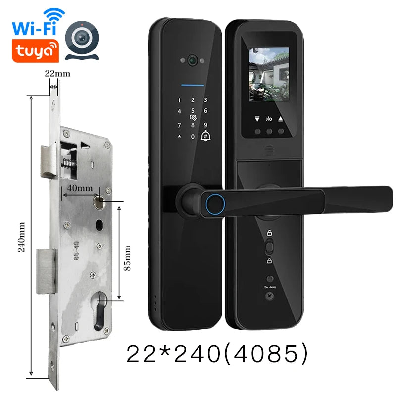 PHIPULO Tuya Wifi Digital Electronic Smart Door Lock With Biometric Camera Fingerprint Keyless Entry Hotel Apartment Locks