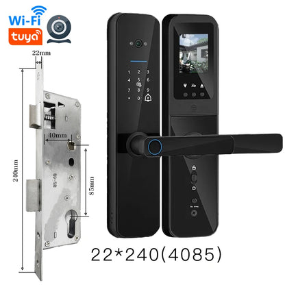 PHIPULO Tuya Wifi Digital Electronic Smart Door Lock With Biometric Camera Fingerprint Keyless Entry Hotel Apartment Locks