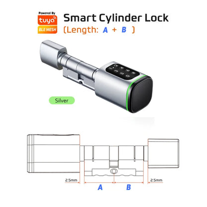 Euro Door Smart Cylinder Lock Tuya Bluetooth APP Digital Password Card Mechanicak Key TTlock Unlock Home Electronic Smart Lock