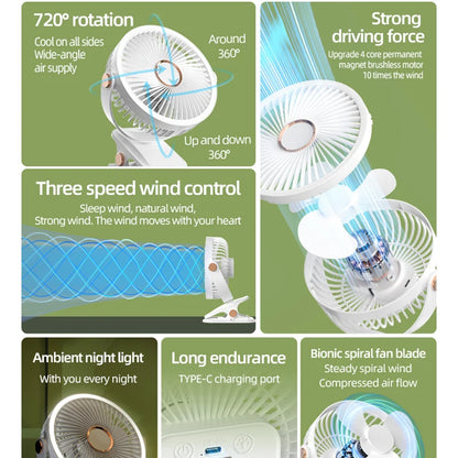 Xiaomi Youpin Camping Fan Rechargeable Desktop Portable Air Circulator Wireless Ceiling Electric Fan LED Light Clip-on Home Fan