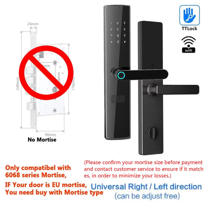 TTlock App Connect Without Gateway Smart Lock Wifi Remote Control Keyless Entry Digital  Fingerprint Door Lock with Keypad