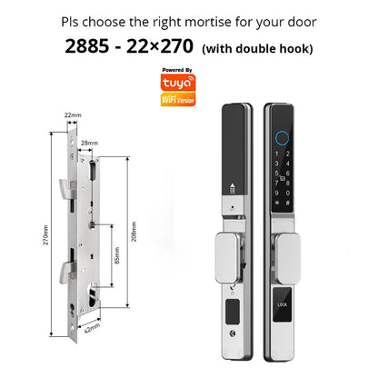 TUYA WIFI Waterproof Smart Door Lock Fingerprint APP Password RFID Card Keyless Digital Electronic Lock Aluminum/Glass Sliding