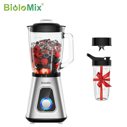 BioloMix Personal Blenders with 1.5L Glass Jar, 1300W Smoothie Blender Combo for Frozen Fruit Drinks, Sauces