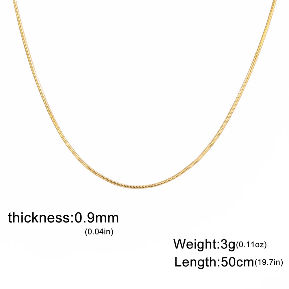 Snake Chain Necklace for Women Men Stainless Steel Link Chain 0.9mm 1.2mm 2mm Chain Choker Fashion Jewelry Gifts