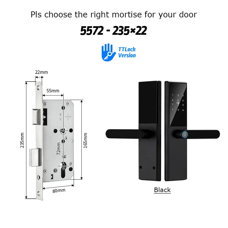 Bluetooth Fingerprint Door Lock TTLock App Code Card Key Touch Screen Smart Door Lock Security Digital Electronic Lock For Home