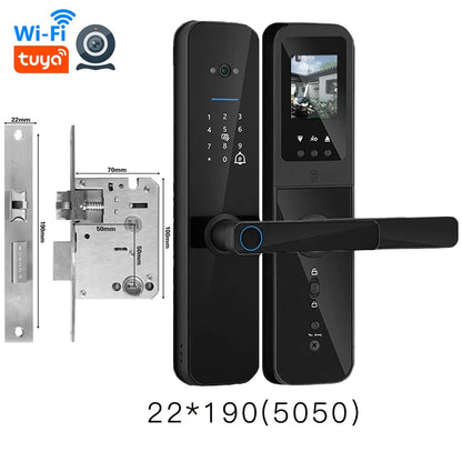 PHIPULO Tuya Wifi Digital Electronic Smart Door Lock With Biometric Camera Fingerprint Keyless Entry Hotel Apartment Locks