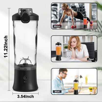 Portable Mini USB Rechargeable Electric Juicer Cup 6 Blades Outdoor Sport Blender Mixer with Straw for Household Car RV Use