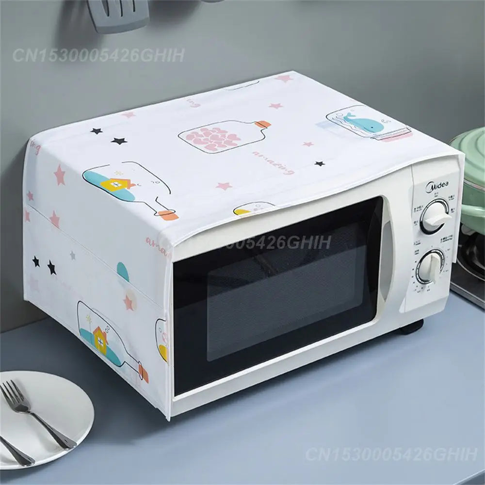 1~4PCS Microwave Oven Dust Cover Waterproof Slow Furniture Aging Nordic Wind Home Decoration Printing Microwave Oven Dust Covers