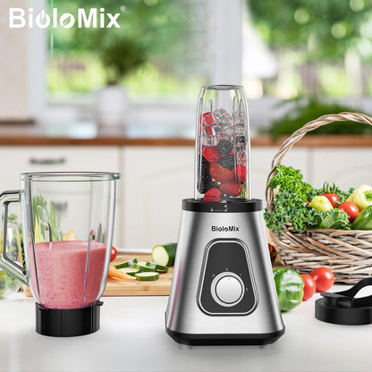 BioloMix 1300W Smoothie Blender with 1.5L Glass Jar, Personal Blenders Combo for Frozen Fruit Drinks,  Sauces