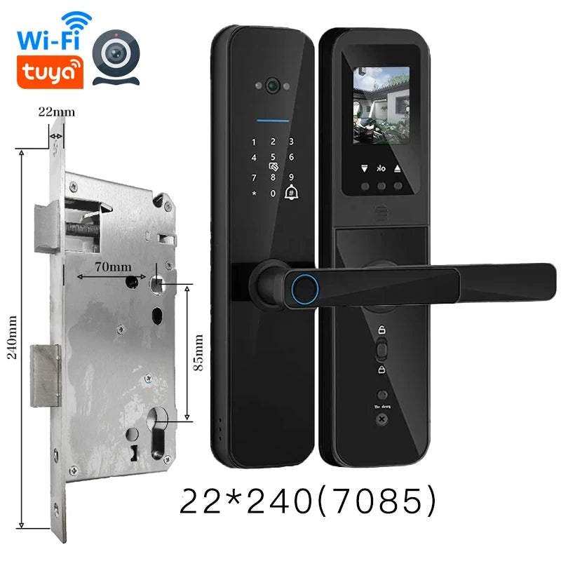 PHIPULO Tuya Wifi Digital Electronic Smart Door Lock With Biometric Camera Fingerprint Keyless Entry Hotel Apartment Locks