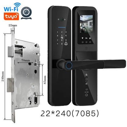 PHIPULO Tuya Wifi Digital Electronic Smart Door Lock With Biometric Camera Fingerprint Keyless Entry Hotel Apartment Locks