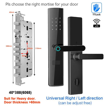 TTlock App Connect Without Gateway Smart Lock Wifi Remote Control Keyless Entry Digital  Fingerprint Door Lock with Keypad
